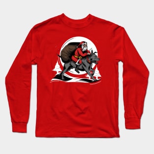 Pit Bull Lovers Christmas Design with Santa's Bringing Gifts Long Sleeve T-Shirt